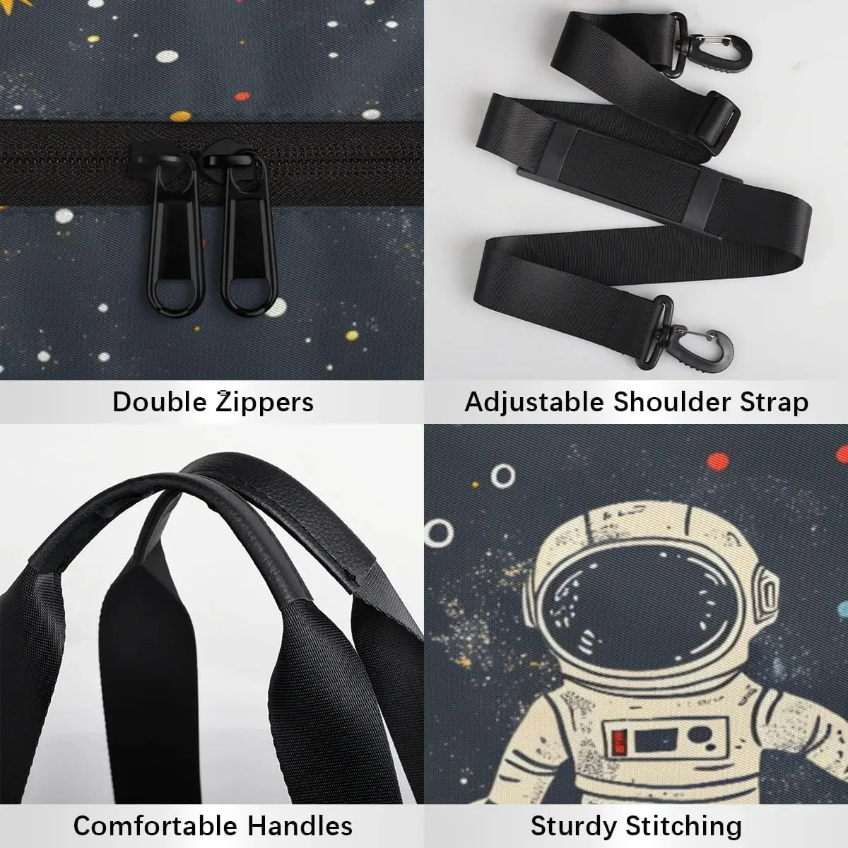 Gym Bags for Men Women Galaxy Astronaut Sports Duffel Bags Carry On Travel Duffle Bag with Detachable Adjustable Shoulder Strap Overnight Weekender Bag