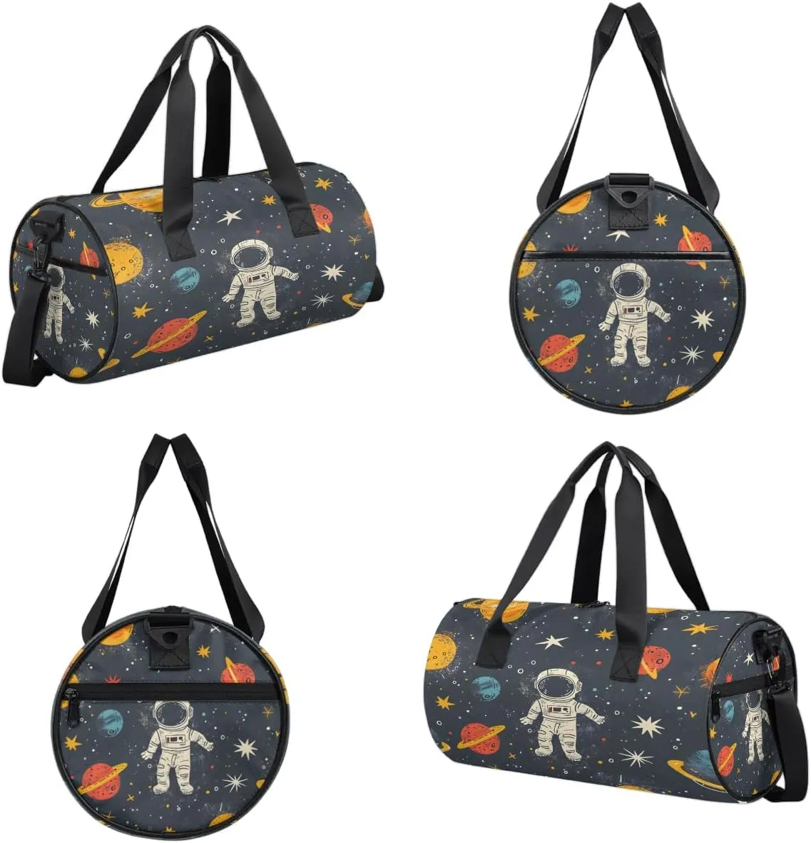 Gym Bags for Men Women Galaxy Astronaut Sports Duffel Bags Carry On Travel Duffle Bag with Detachable Adjustable Shoulder Strap Overnight Weekender Bag