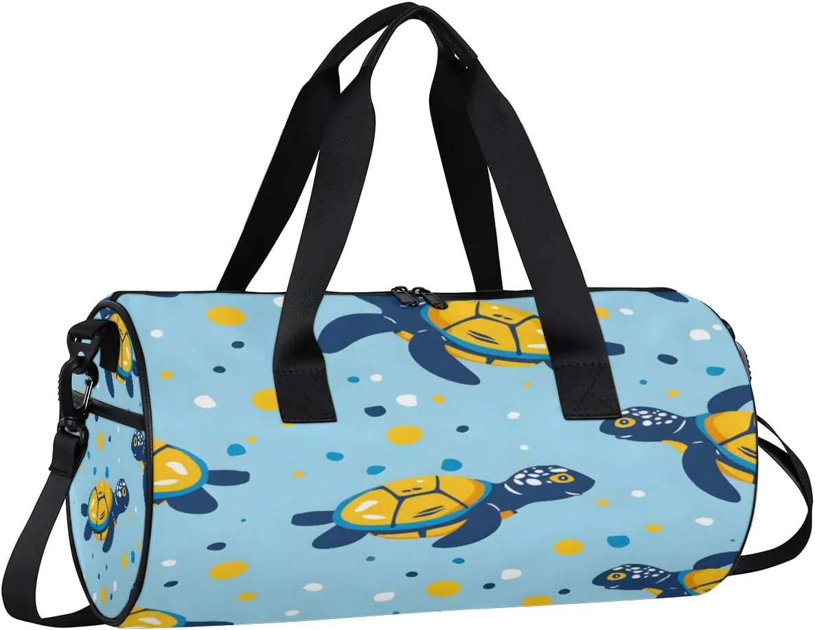 Gym Bags for Men Women Little Turtles Sports Duffel Bags Carry On Travel Duffle Bag with Detachable Adjustable Shoulder Strap Overnight Weekender Bag