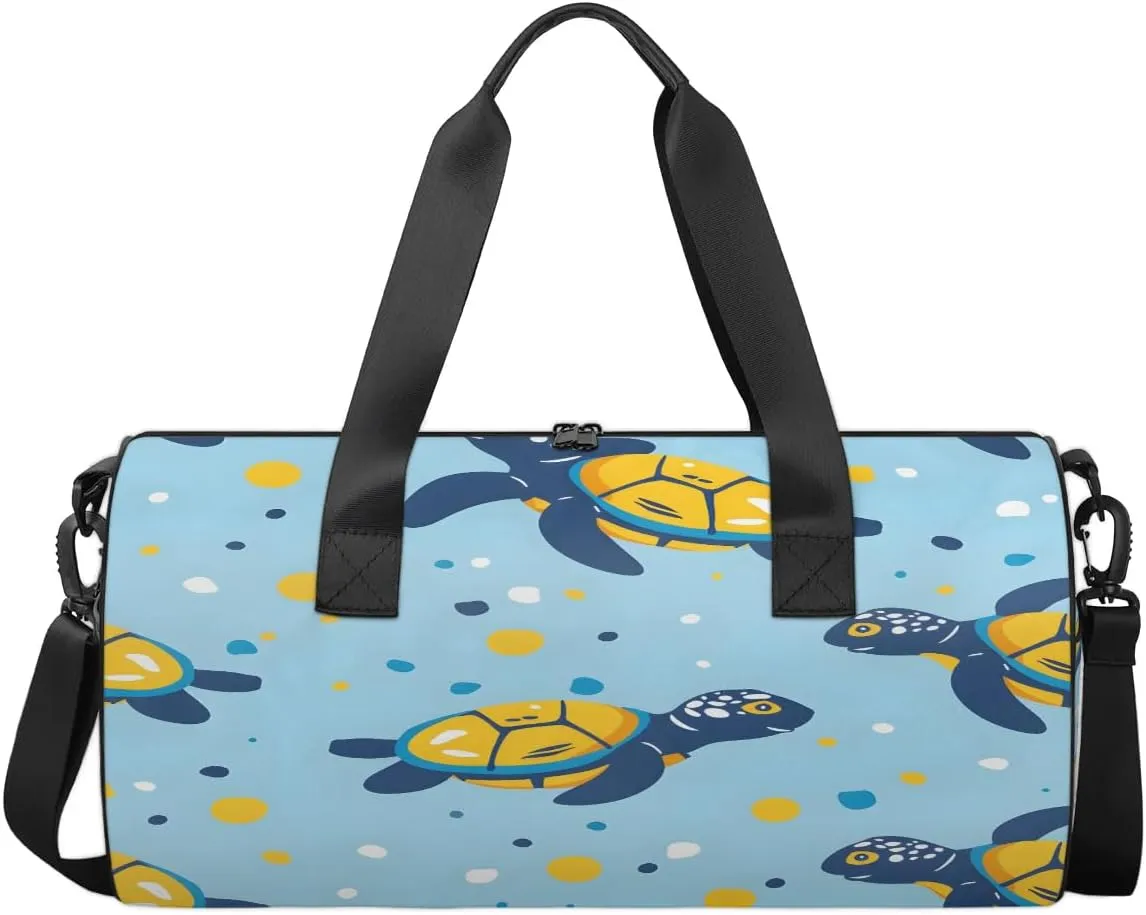 Gym Bags for Men Women Little Turtles Sports Duffel Bags Carry On Travel Duffle Bag with Detachable Adjustable Shoulder Strap Overnight Weekender Bag