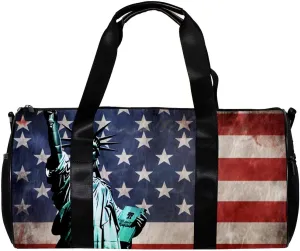 Gym Bags for Women,Duffle Bag for Travel,American Flag Statue of Liberty,Gym Bag for Men