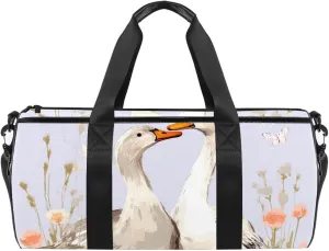 Gym Bags for Women,Duffle Bag for Travel,Couple Flower Goose,Gym Bag for Men
