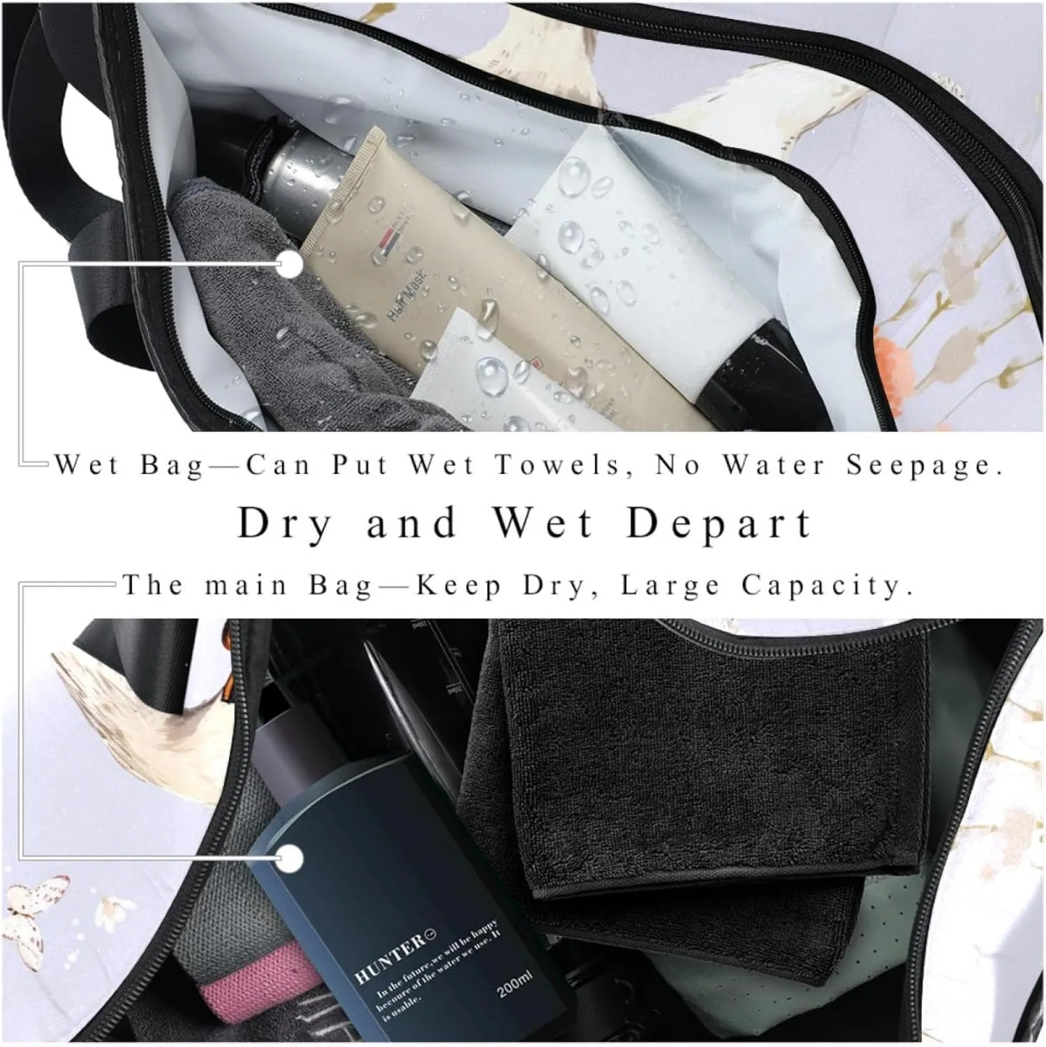Gym Bags for Women,Duffle Bag for Travel,Couple Flower Goose,Gym Bag for Men