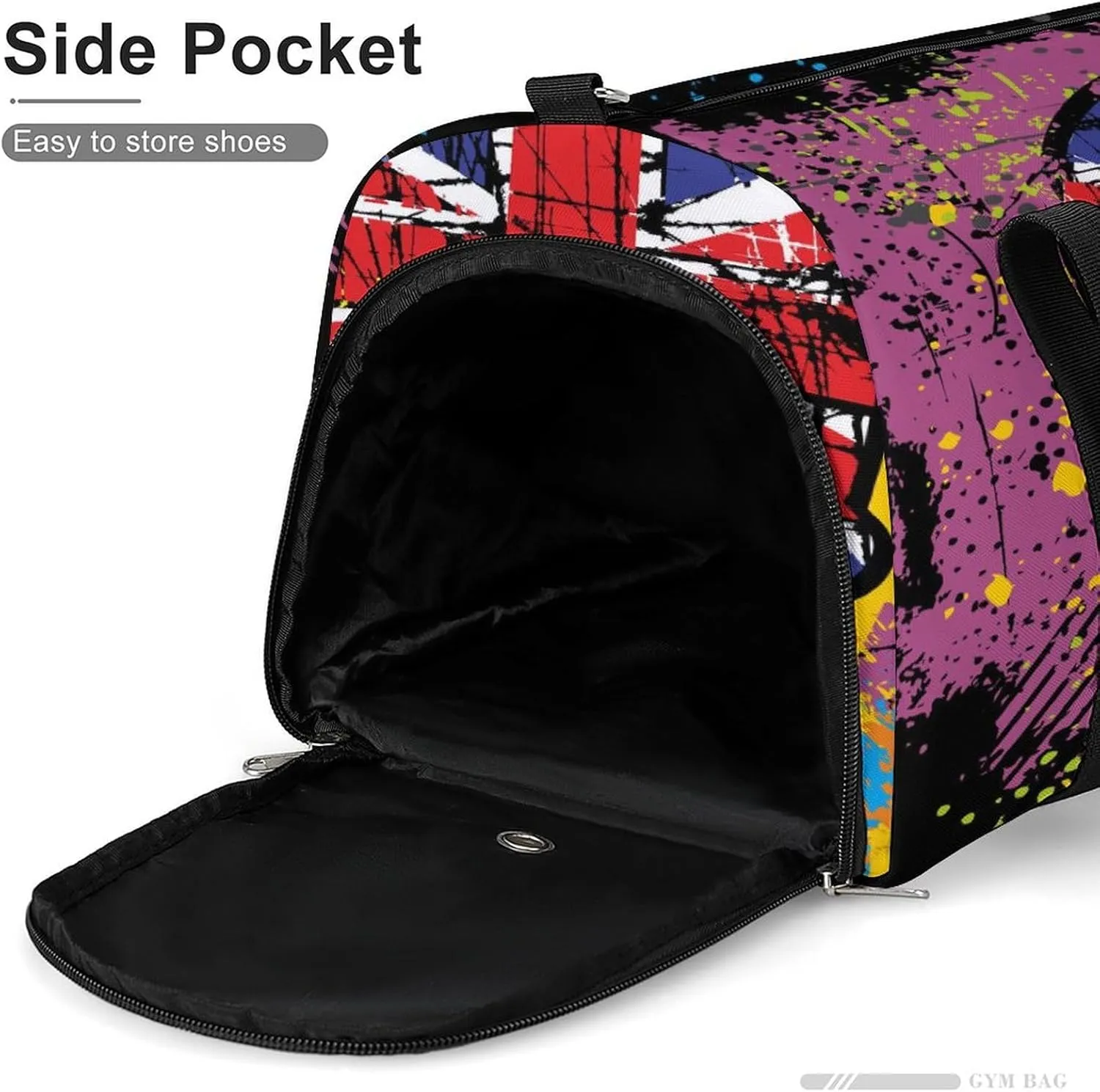Gym Duffel Bag with Shoe Compartment Wet Pocket, Skull British Flag Grunge Travel Bag for Men Women