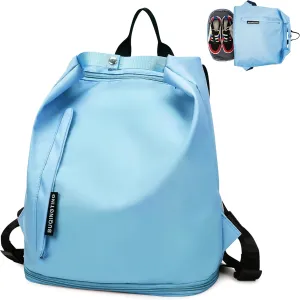 Gym Sports Backpack for Men, Beach Bag With Wet Pocket and Shoe Compartment, Water Resistant Swimming Backpack, Small Casual for Sport Travel (Blue)