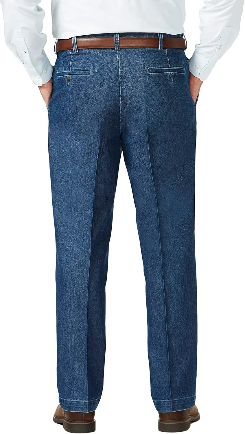 Haggar Men's Casual Classic Fit Denim Trouser Pant-Regular and Big & Tall Sizes