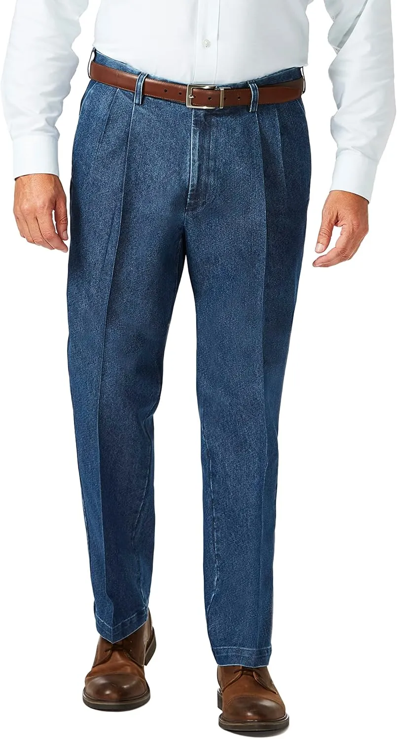Haggar Men's Casual Classic Fit Denim Trouser Pant-Regular and Big & Tall Sizes