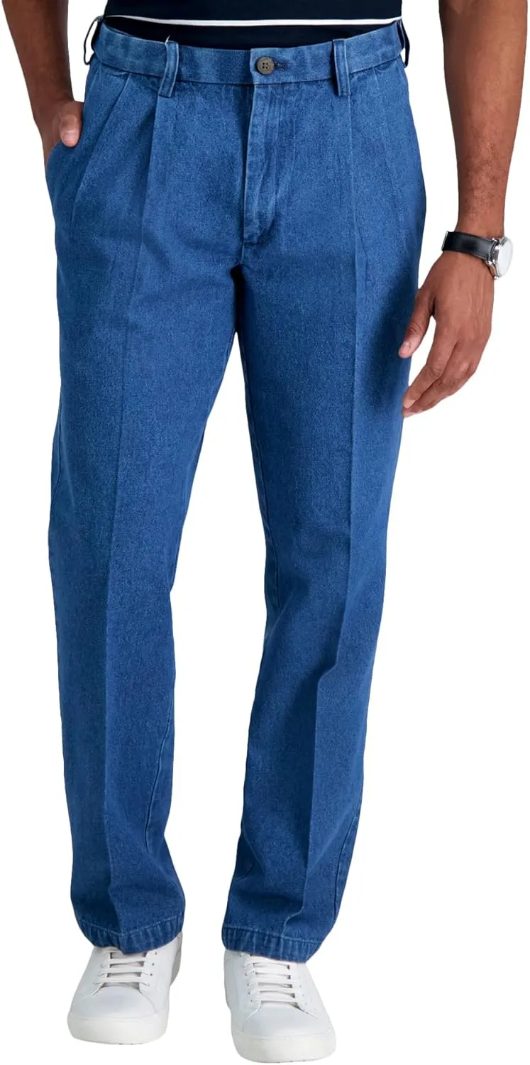 Haggar Men's Casual Classic Fit Denim Trouser Pant-Regular and Big & Tall Sizes