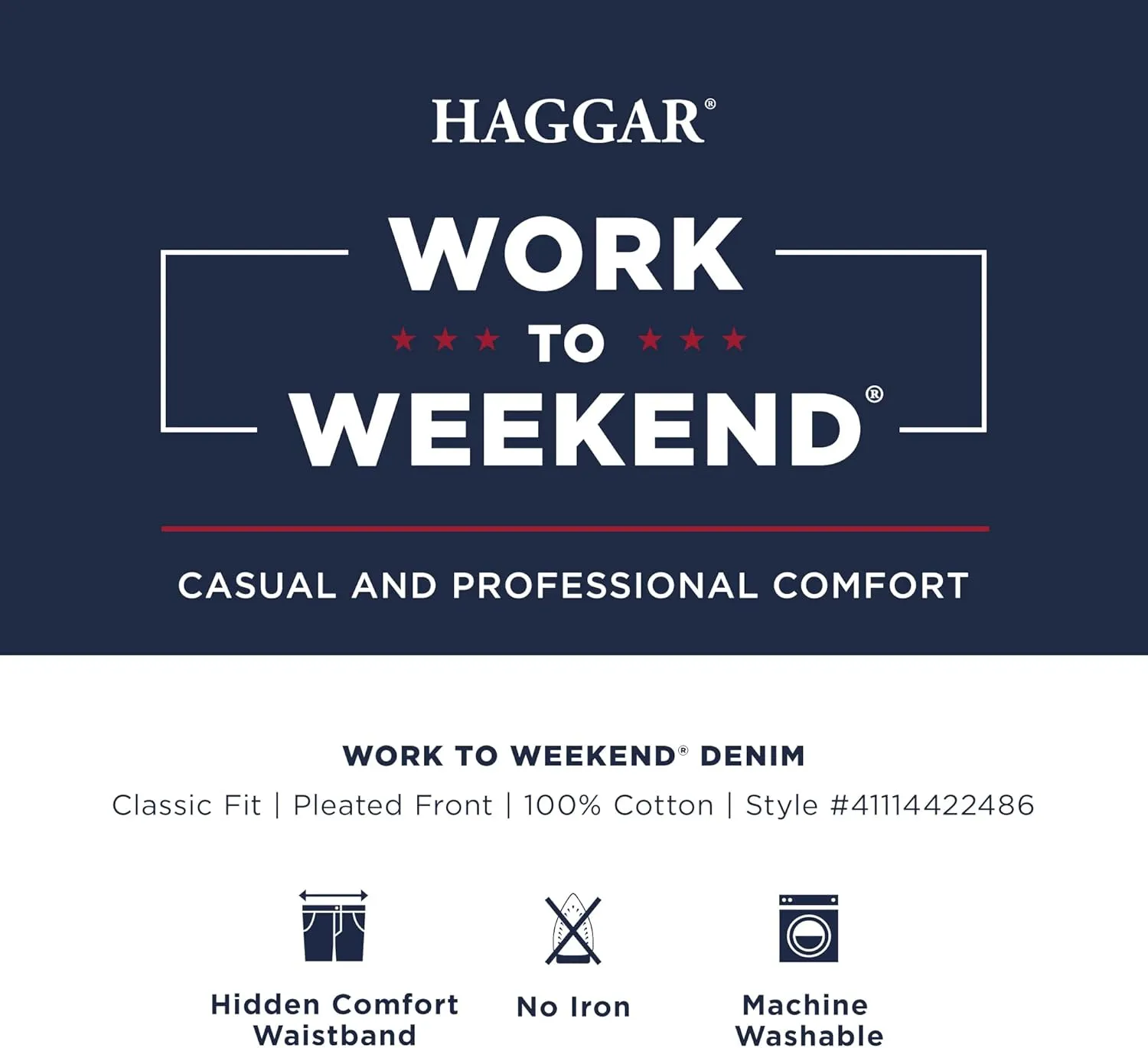 Haggar Men's Casual Classic Fit Denim Trouser Pant-Regular and Big & Tall Sizes
