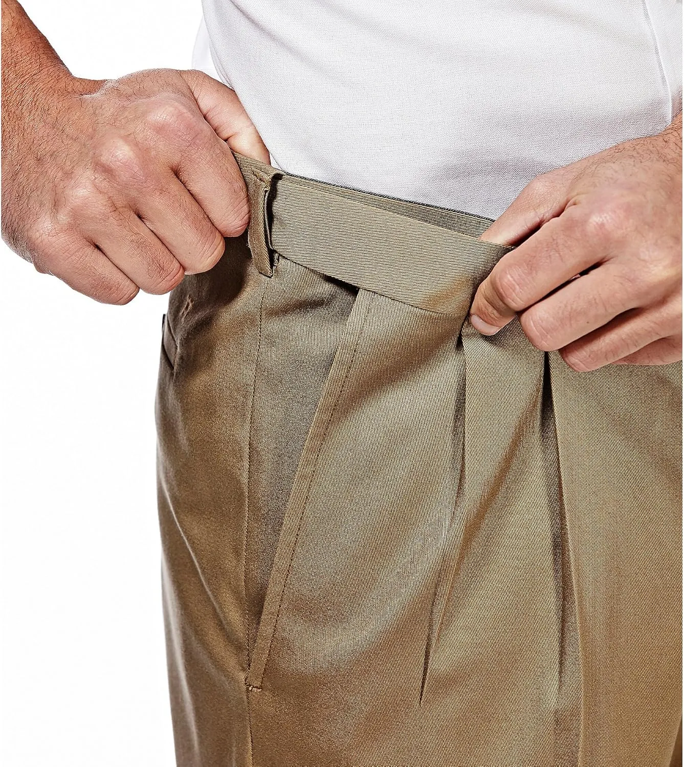 Haggar Men's Premium No Iron Khaki Classic Fit Pleat Front Regular and Big & Tall Sizes