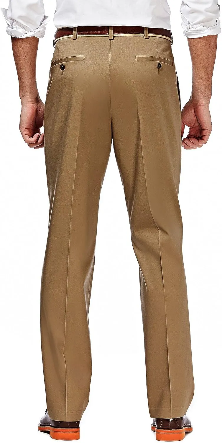 Haggar Men's Premium No Iron Khaki Classic Fit Pleat Front Regular and Big & Tall Sizes