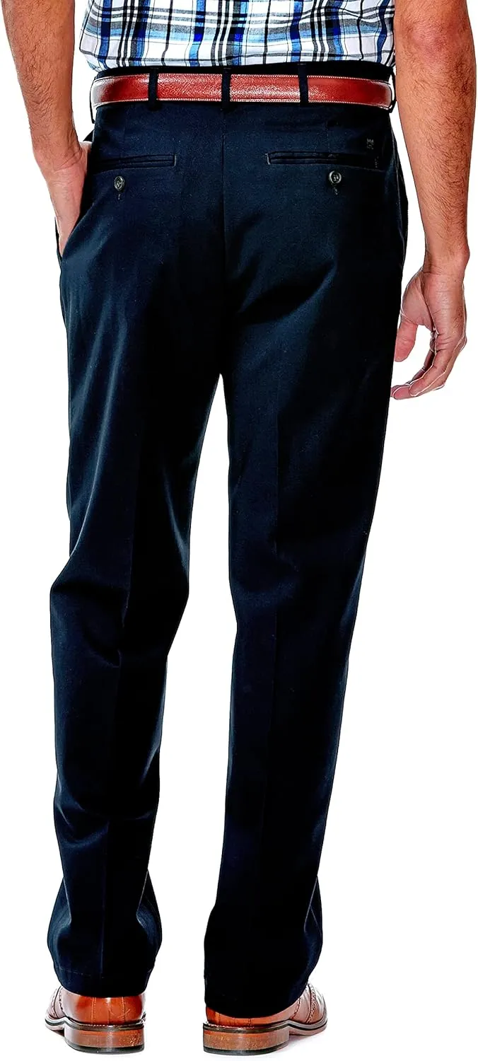 Haggar Men's Work to Weekend Hidden Expandable Waist Classic Fit Pleated Front Pant