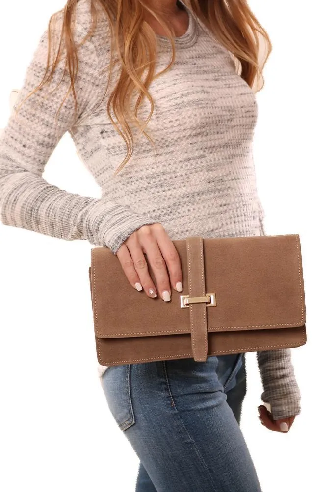 Handbags Suede Tan Party Clutch