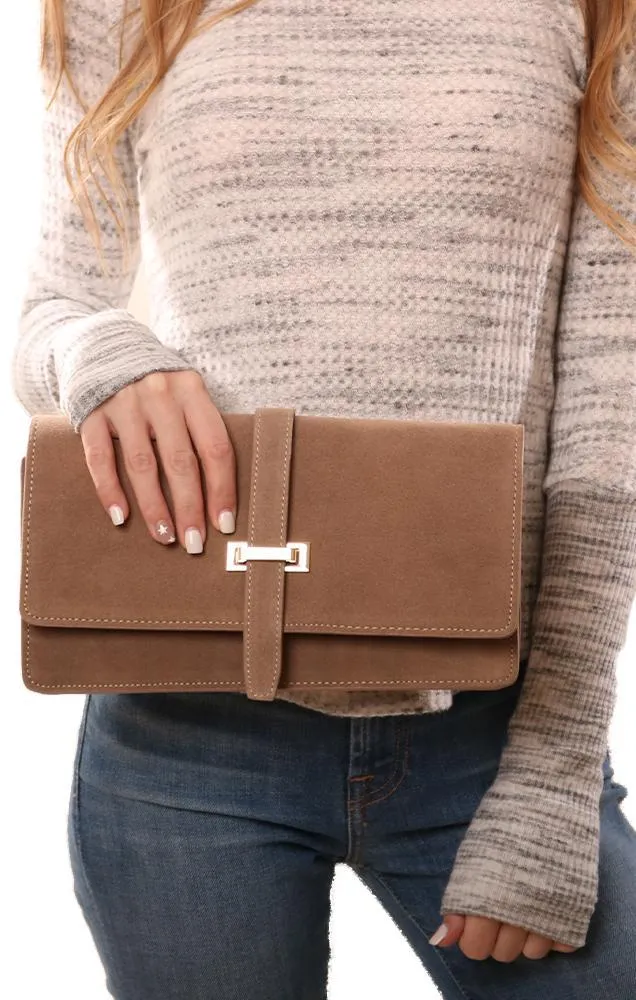 Handbags Suede Tan Party Clutch