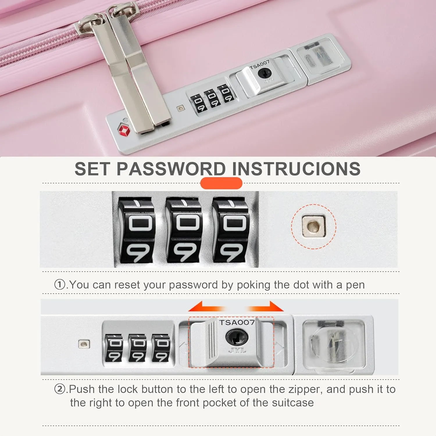 Hard-shell Carry-on Durable Luggage, Front Opening 20-Inch Carry-On Luggage with Expandable Travel Bag Set, ABS Hard Shell Two-piece suitcase set with USB Port, Cup Holder (Pink)