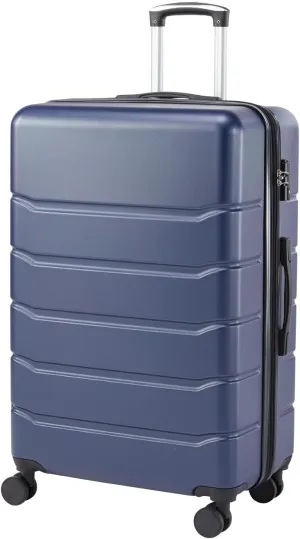 Hard-Sided Expandable Suitcase for Effortless Travel, Smooth Rotating Wheels, Retractable Handle, for Stress-Free Adventures, Blue 28"