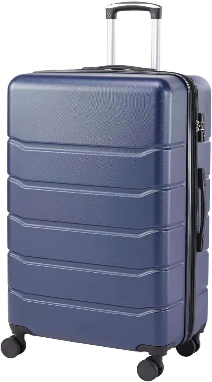 Hard-Sided Expandable Suitcase for Effortless Travel, Smooth Rotating Wheels, Retractable Handle, for Stress-Free Adventures, Blue 28"