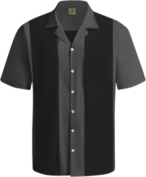 Hardaddy Men's Camp Collar Retro Vintage Bowling Button Down Shirt with Pocket Casual Short Sleeve Beach Shirts Summer