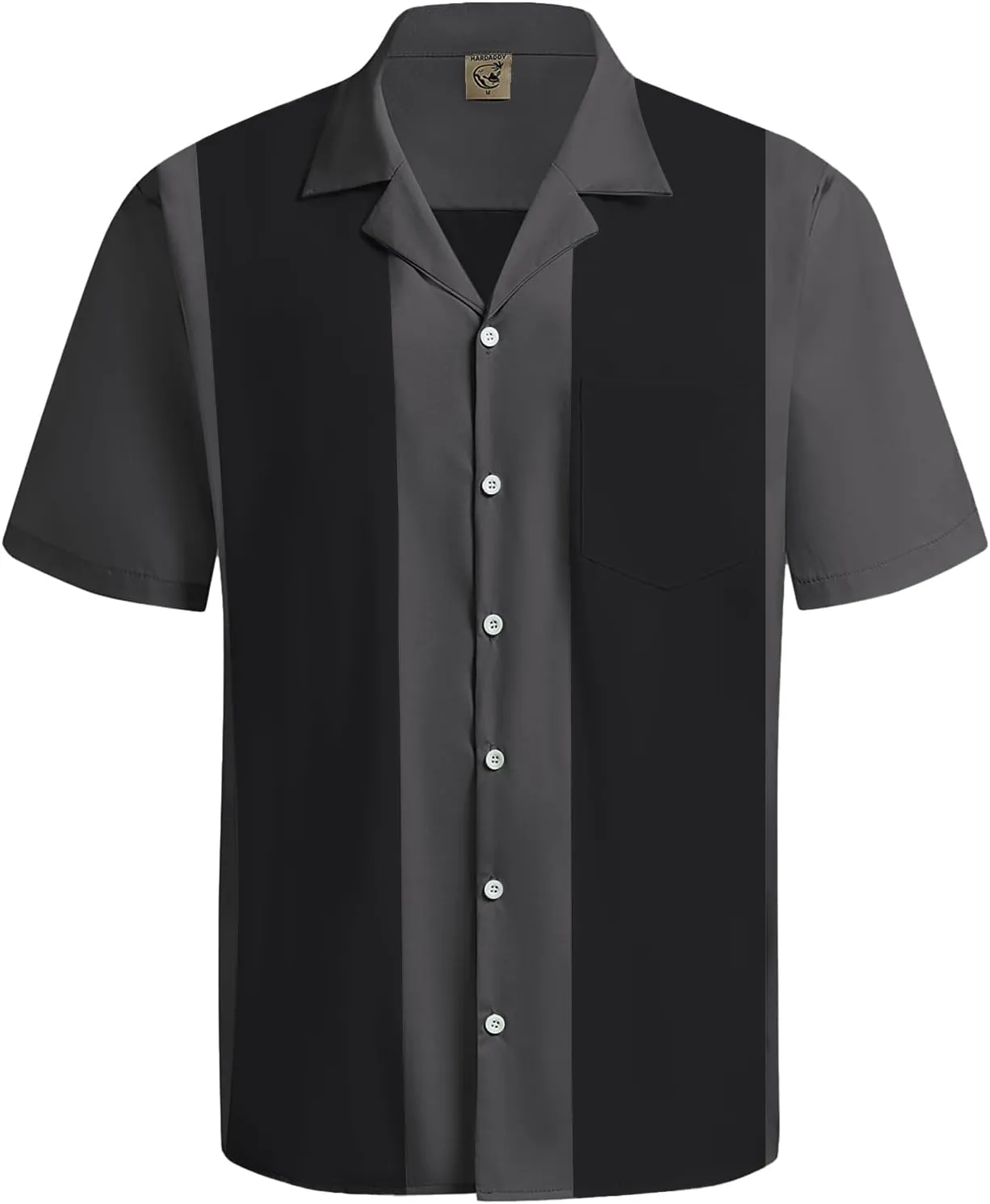 Hardaddy Men's Camp Collar Retro Vintage Bowling Button Down Shirt with Pocket Casual Short Sleeve Beach Shirts Summer
