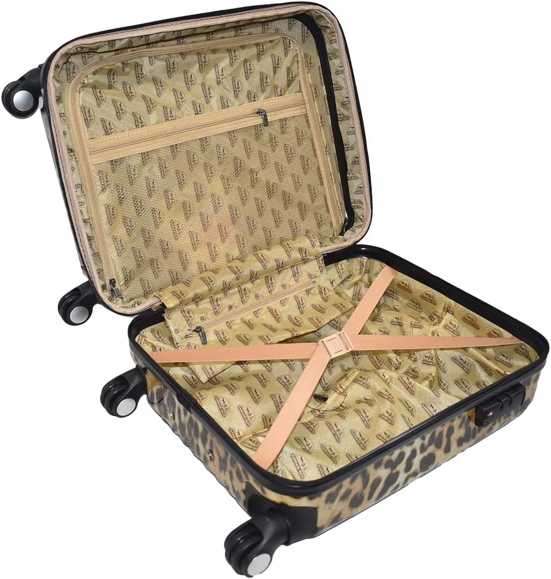 Hardside Carryon Expandable Luggage with Spinner Wheels, TSA Lock (Leopard)