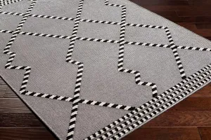 Hauteloom Rolf Living Room, Bedroom Machine Washable Area Rug - Gray, Black, Beige - 3'3" x 5'
