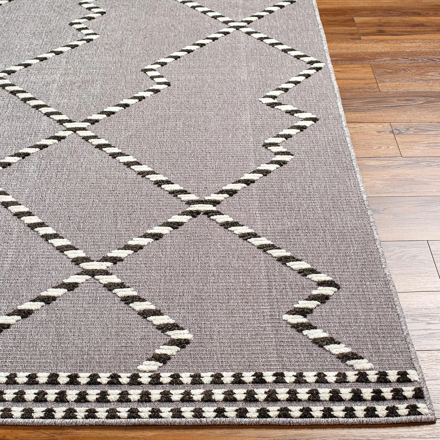 Hauteloom Rolf Living Room, Bedroom Machine Washable Area Rug - Gray, Black, Beige - 3'3" x 5'