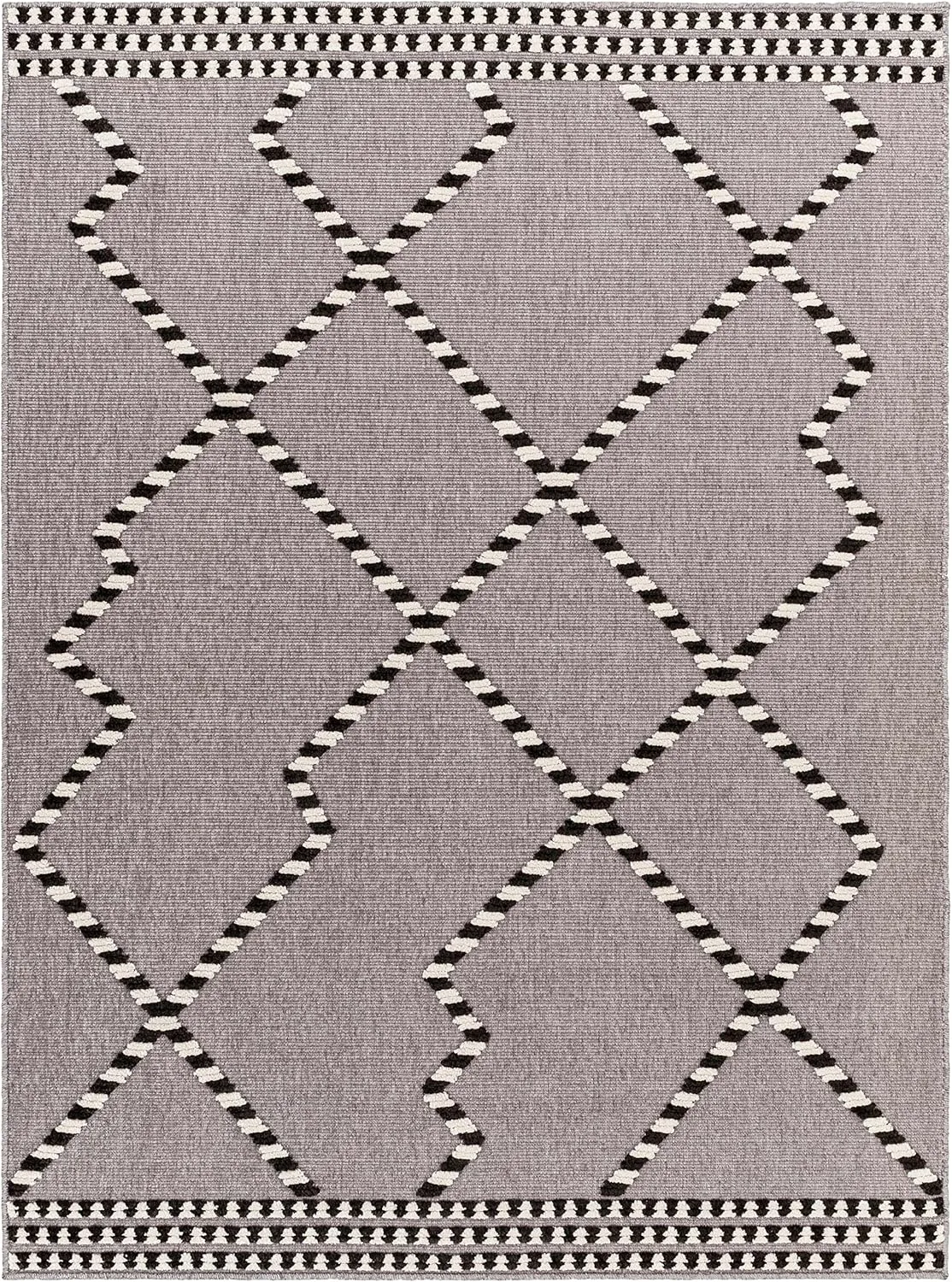 Hauteloom Rolf Living Room, Bedroom Machine Washable Area Rug - Gray, Black, Beige - 3'3" x 5'