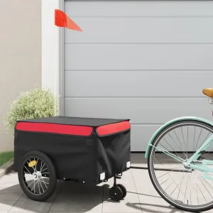 Heavy-Duty Bike Trailer for Easy Transporting of Goods, Sturdy Iron Construction, Spacious Compartment, Black