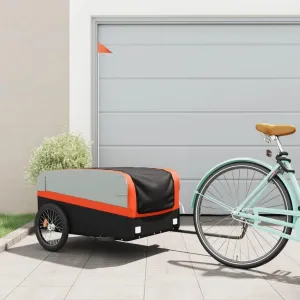 Heavy-Duty Bike Trailer for Transporting Goods, Sturdy Iron Build, Black and Orange, 99.2 lb Load Capacity