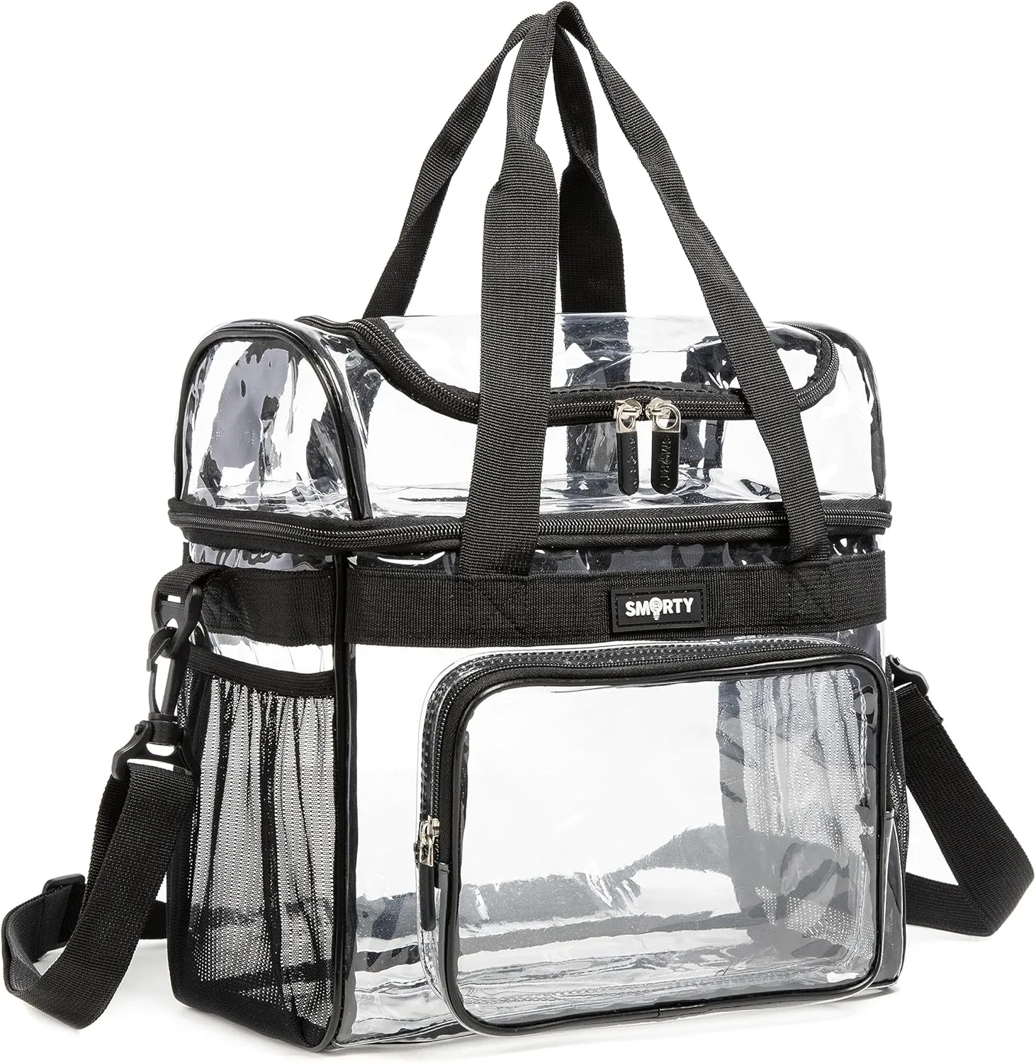 Heavy Duty Clear Lunch Tote Stadium Bag Approved Durable Crossbody Travel Makeup Cosmetic Box for Football Basketball Baseball Games Concerts Work Correctional Officers