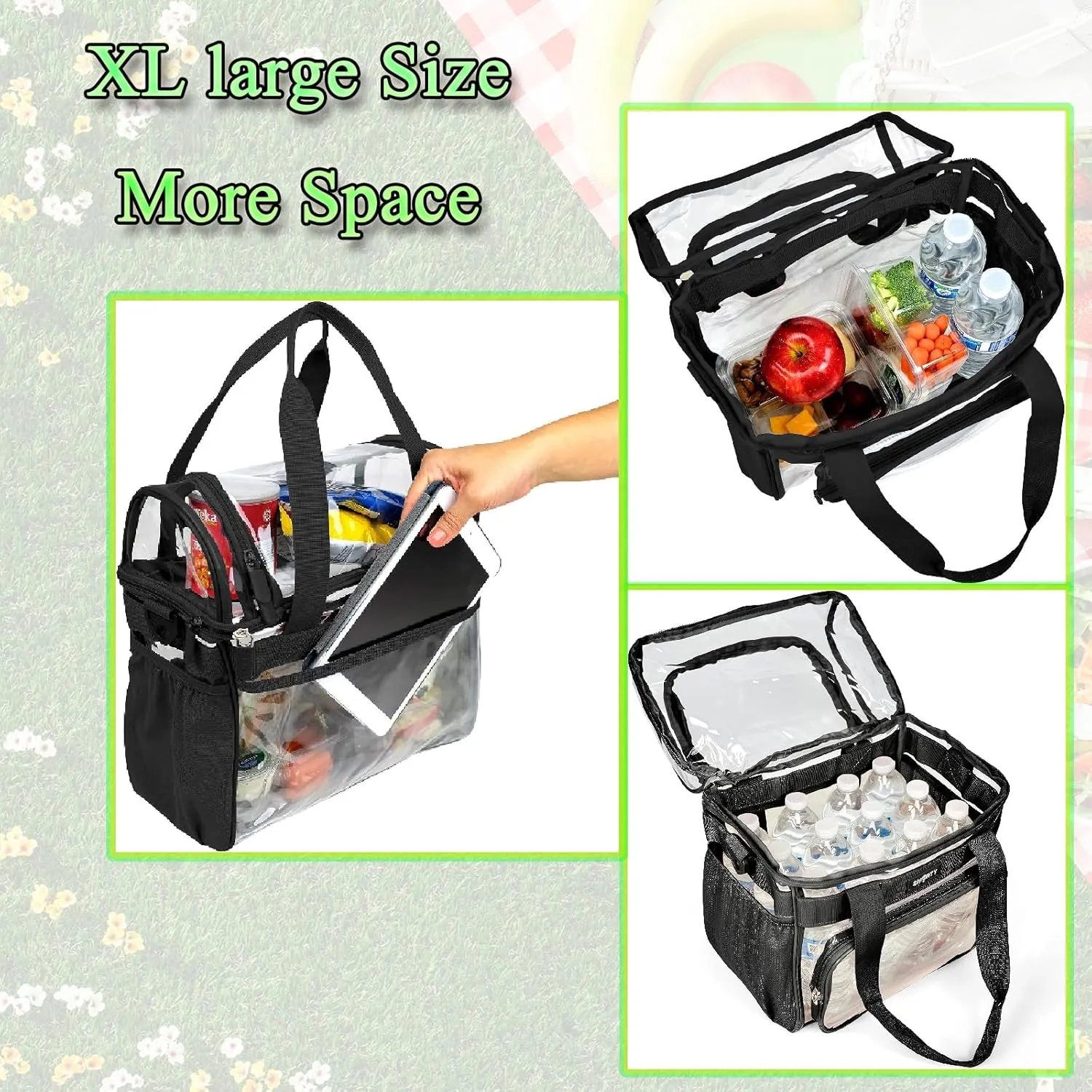 Heavy Duty Clear Lunch Tote Stadium Bag Approved Durable Crossbody Travel Makeup Cosmetic Box for Football Basketball Baseball Games Concerts Work Correctional Officers
