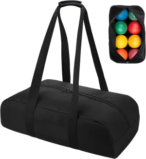 Heavy-Duty Water-Resistant Bocce Ball Carry Bag with Pockets,Bocce Accessories-Holds 8 Balls & 1 Pallino (Bag Only)