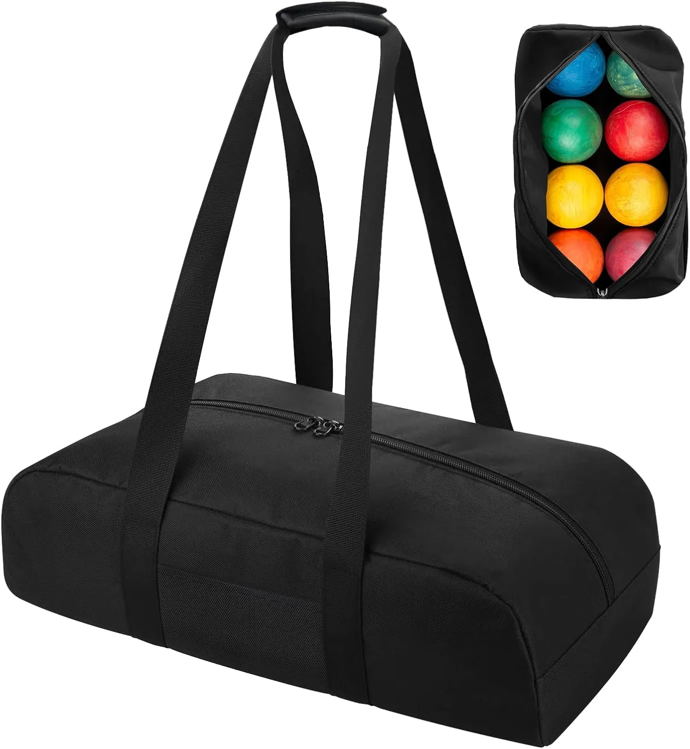 Heavy-Duty Water-Resistant Bocce Ball Carry Bag with Pockets,Bocce Accessories-Holds 8 Balls & 1 Pallino (Bag Only)