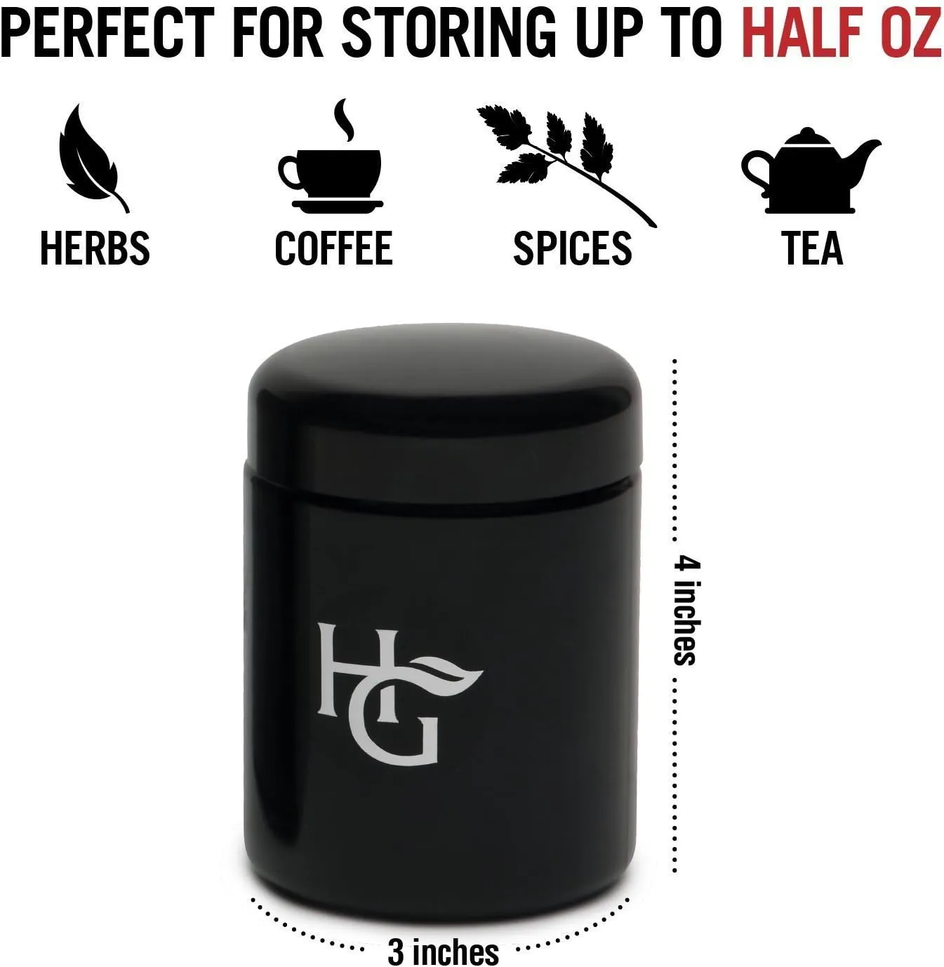 Herb Guard Half Oz Smell Proof Jar (250ml) with Locking Protective Case Smell Proof Container Comes with Humidity Pack and Resealable Travel Bag