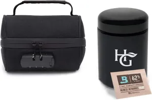 Herb Guard Half Oz Smell Proof Jar (250ml) with Locking Protective Case Smell Proof Container Comes with Humidity Pack and Resealable Travel Bag