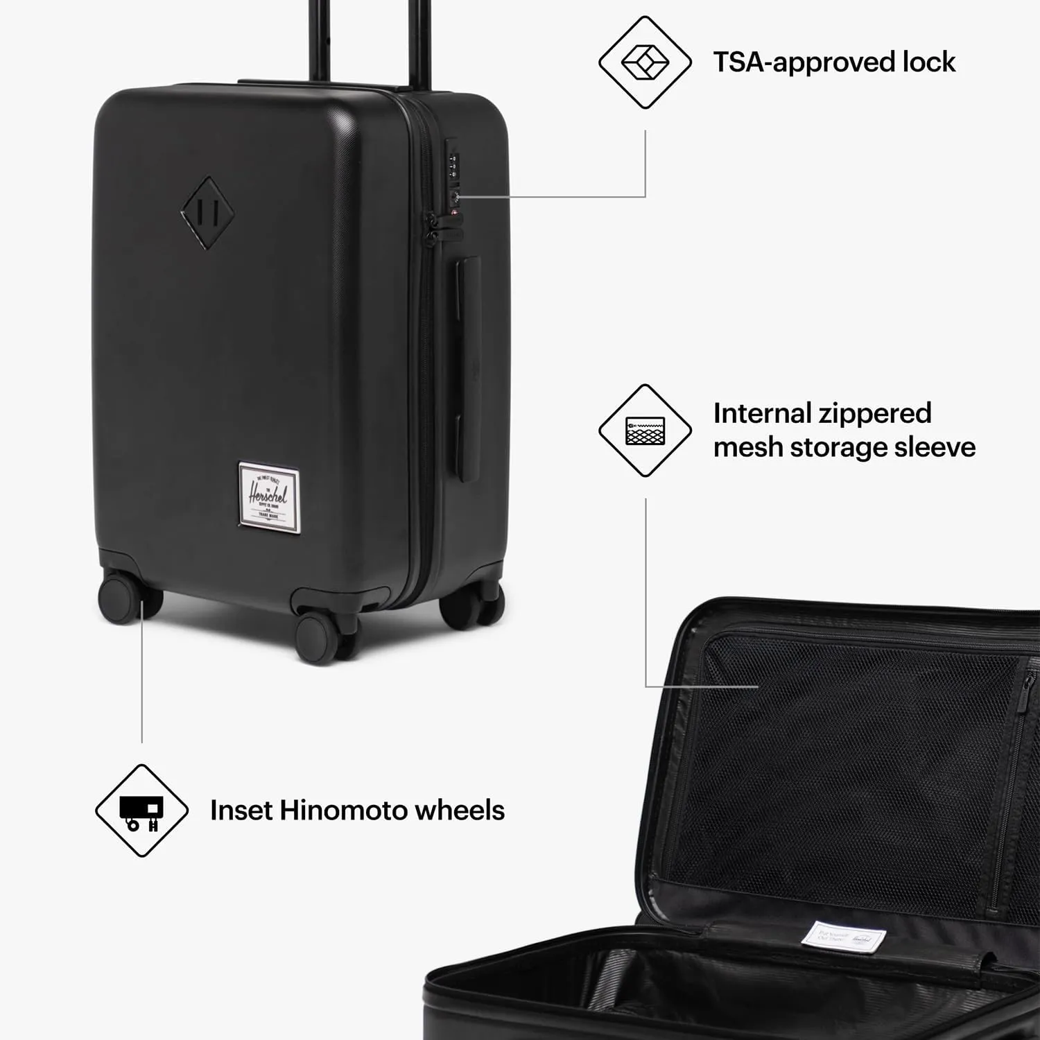 Herschel Supply Co. Heritage Hardshell Luggage, True Blue, Carry-On 21-Inch