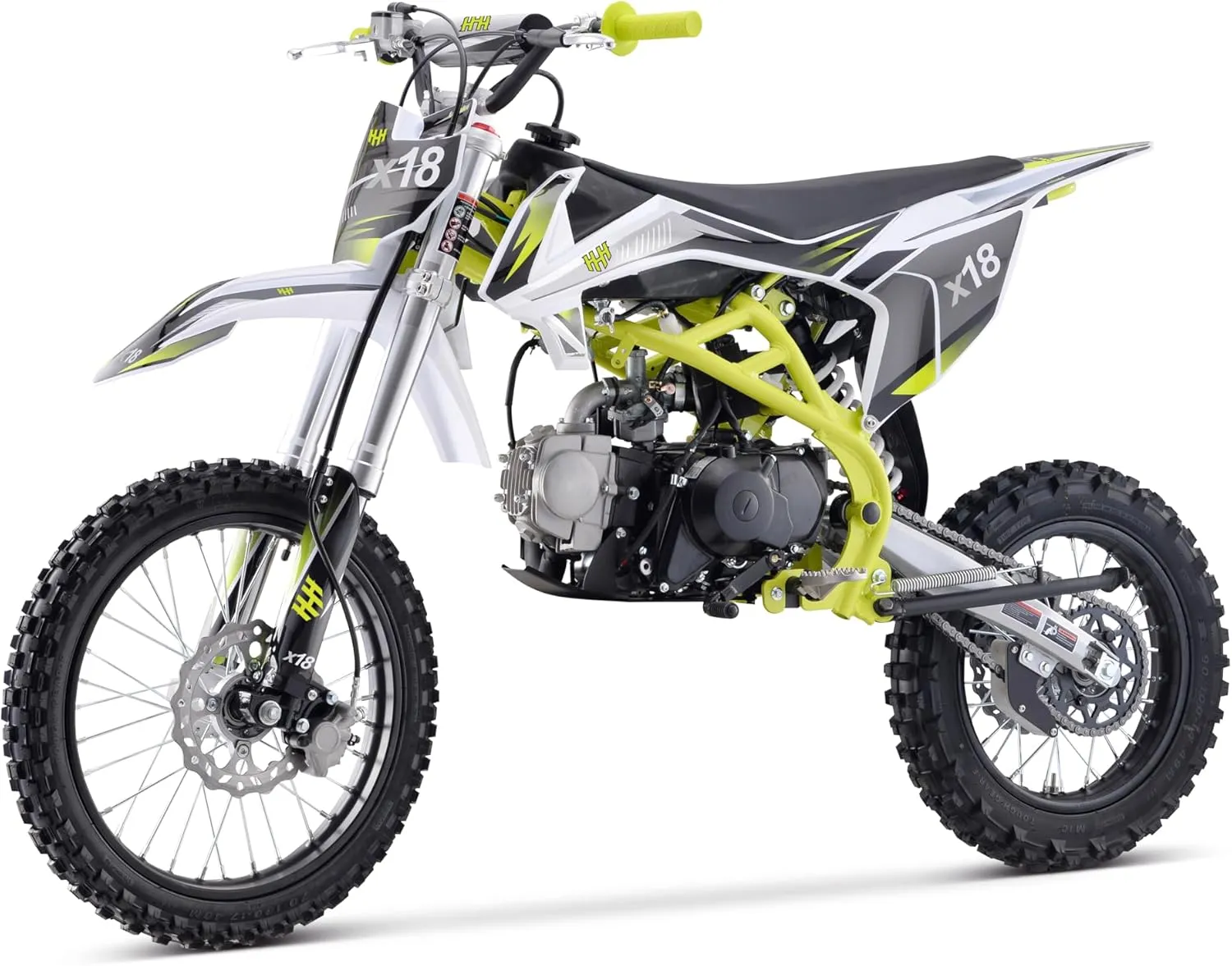HHH 125cc Dirtbike X18 Dirt Bike DB X18 Racing DB18 Dirtbike 125cc 4 Speed Manual Clutch and Big Size Tires 17/14 inches