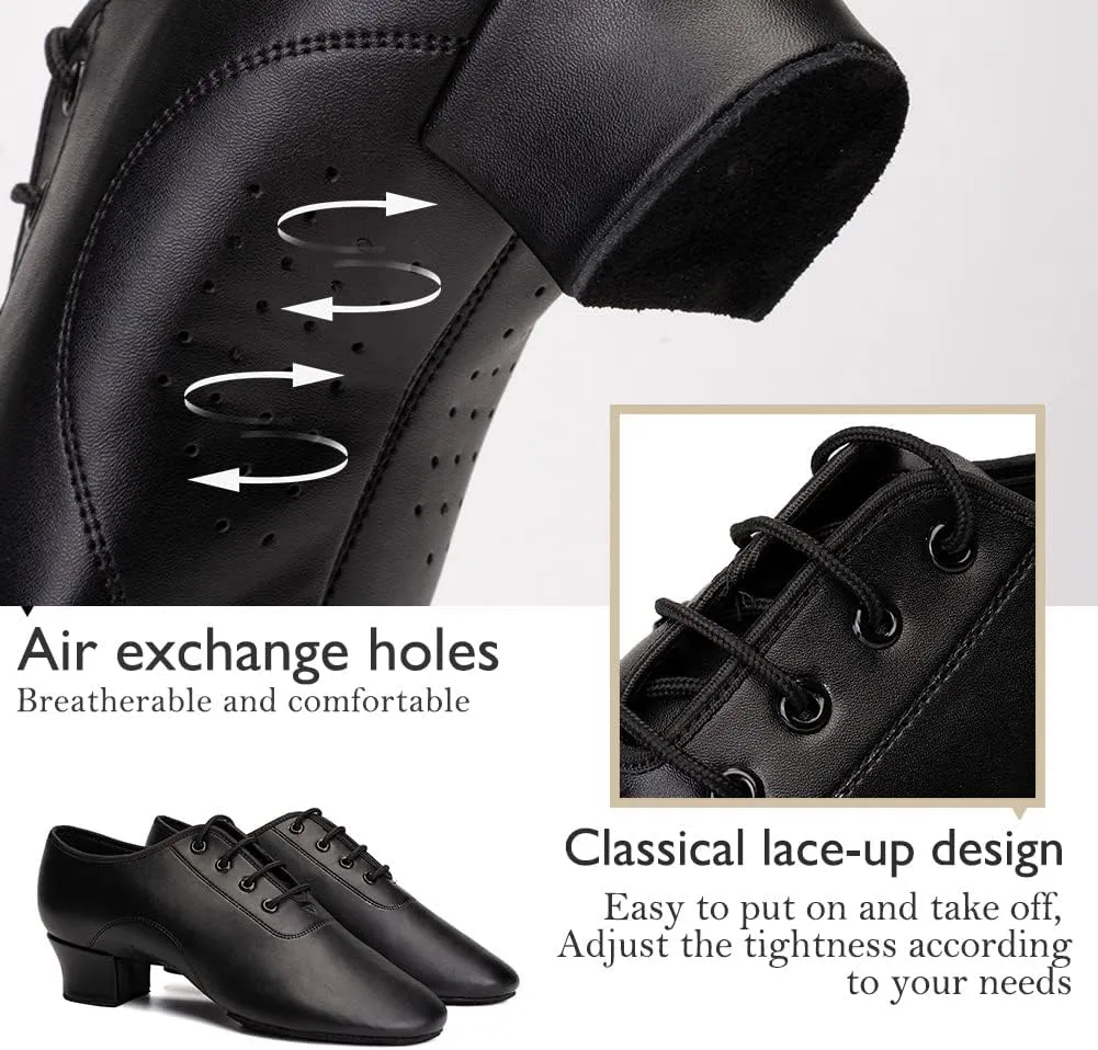 HIPPOSEUS Boys/Men lace-up Dance ShoesBallroom Dance Shoes for Latin Tango Salsa Kids Low Heel Dance Performence Shoes