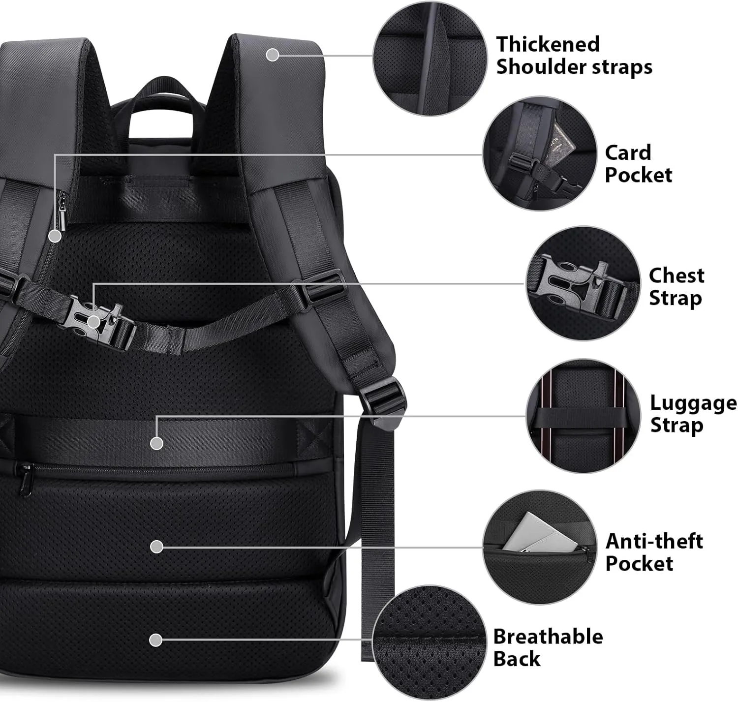 HOMIEE Business Smart Backpack Waterproof 15.6 Inch Laptop Backpack with USB Charging Port
