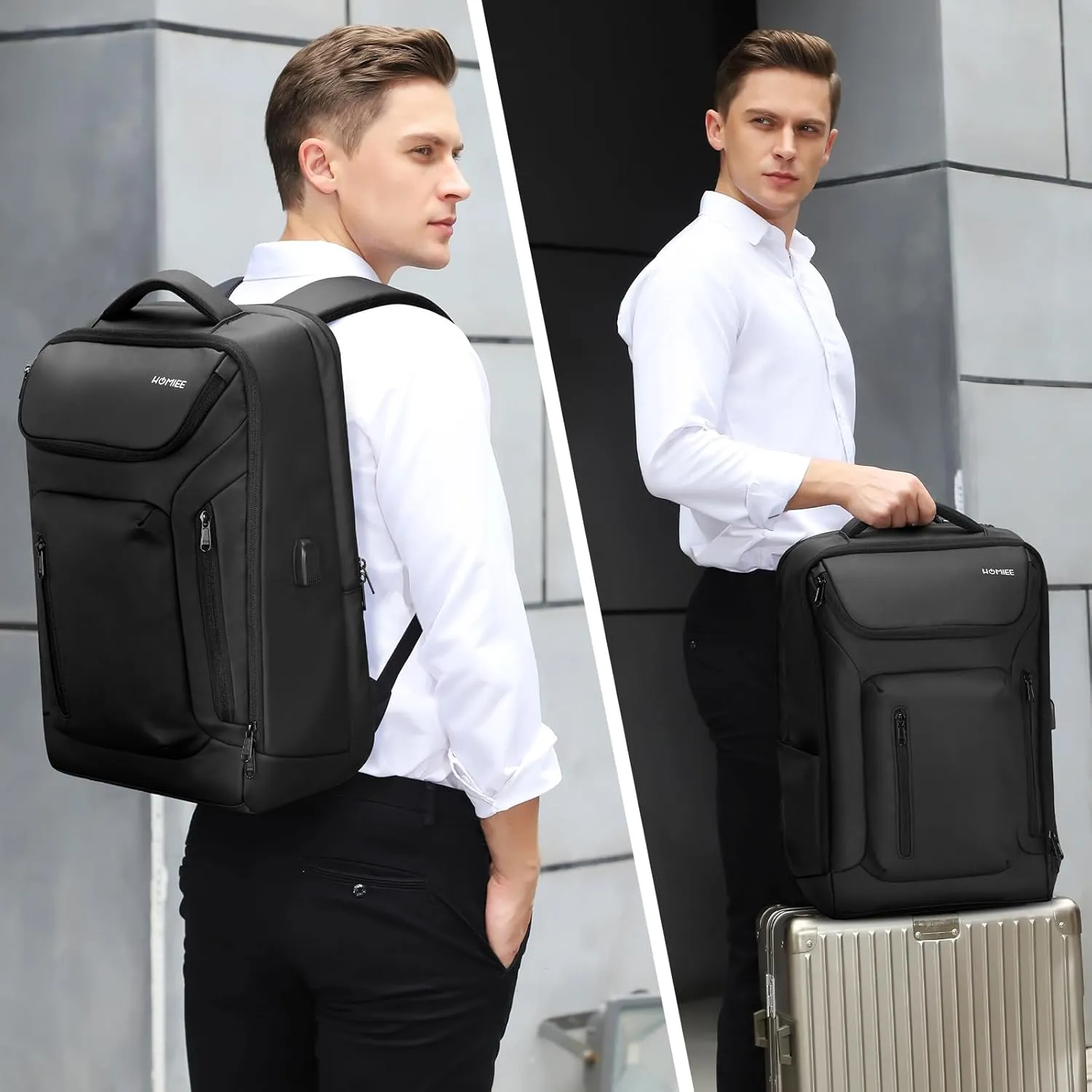 HOMIEE Business Smart Backpack Waterproof 15.6 Inch Laptop Backpack with USB Charging Port