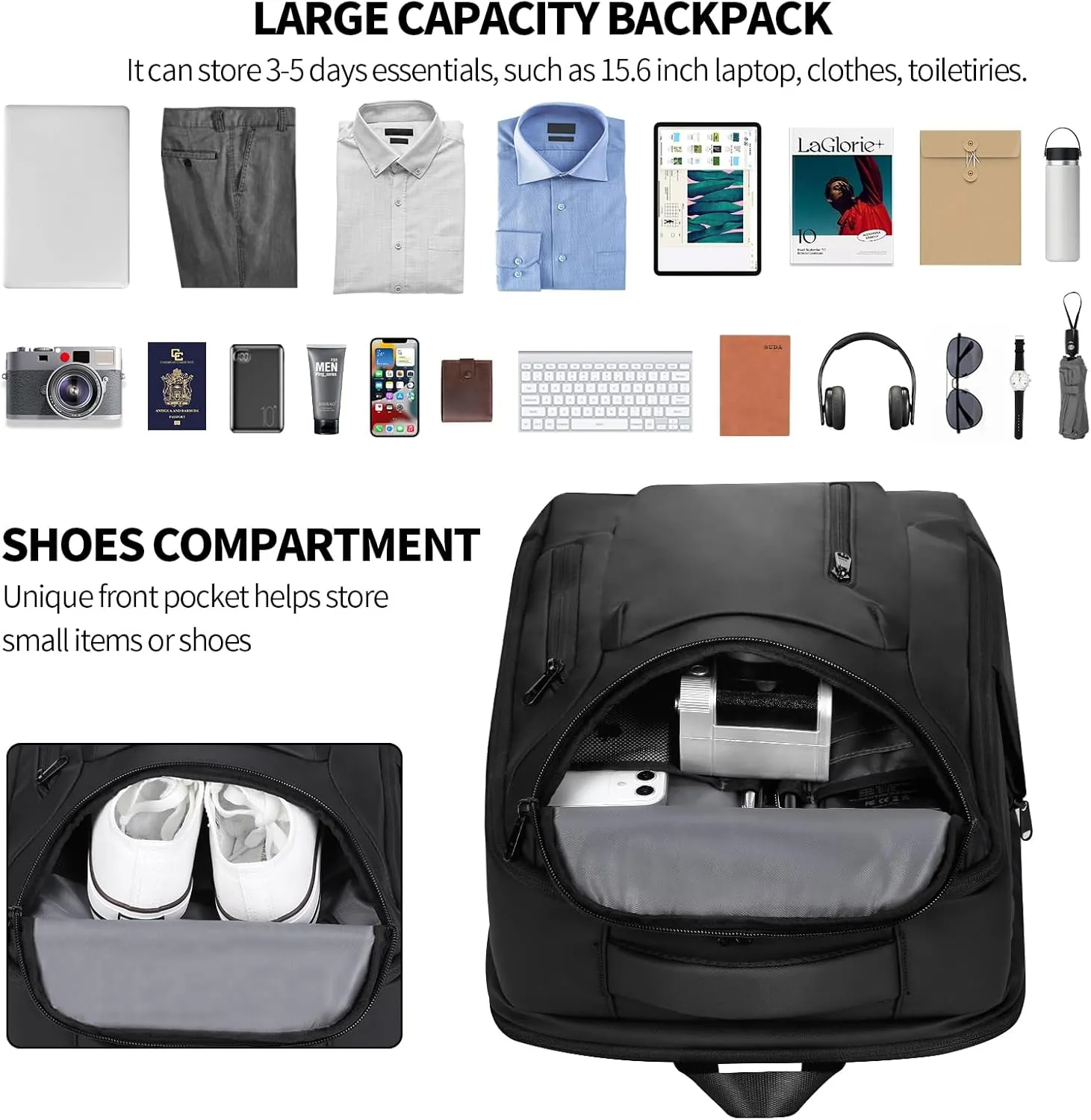 HOMIEE Business Smart Backpack Waterproof 15.6 Inch Laptop Backpack with USB Charging Port