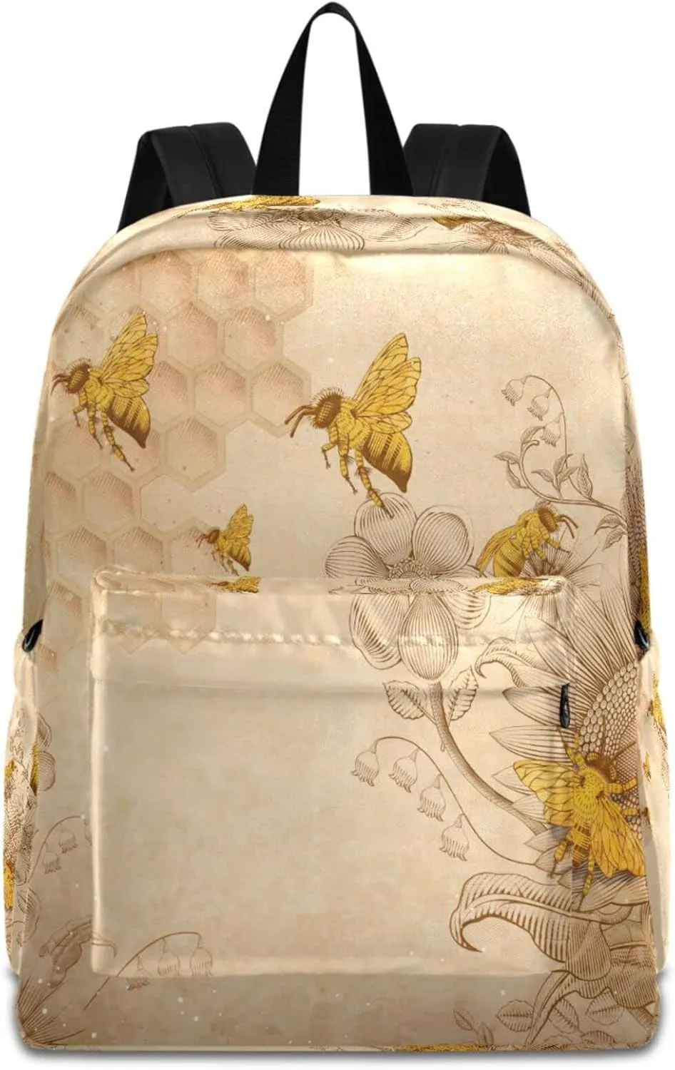 Honey Bees Wildflowers Retro Beige Durable Travel Laptop Backpack Big Computer Bag Gift for Men Women School Bookbags Work (g283064346p409c444s843)