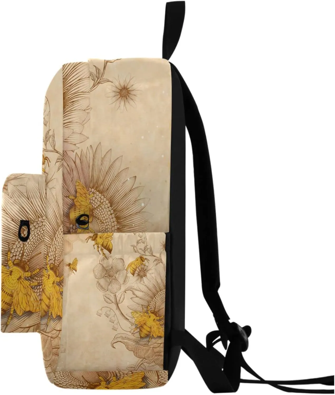 Honey Bees Wildflowers Retro Beige Durable Travel Laptop Backpack Big Computer Bag Gift for Men Women School Bookbags Work (g283064346p409c444s843)