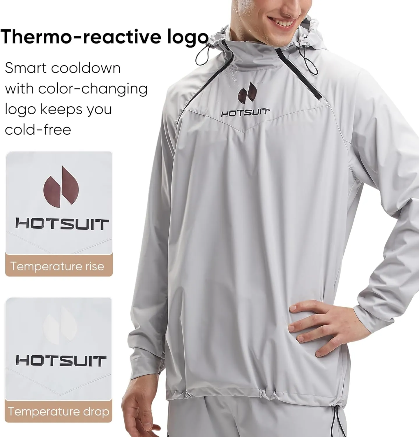 HOTSUIT High Tech Men’s Sauna Suit Sweat Jacket for Fitness Temperature Sensitive Logo Machine Washable