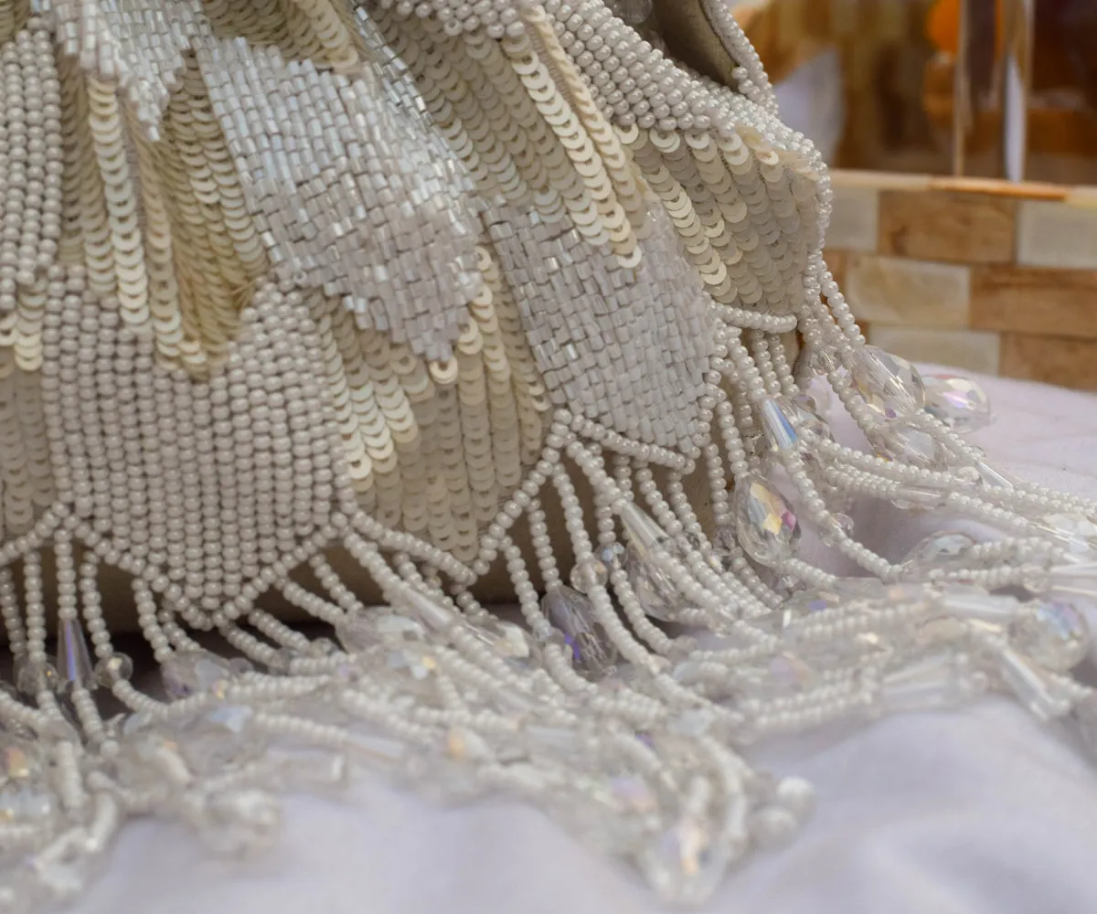 Hrutvy Clutch – Ivory White | AAINA MEHTA