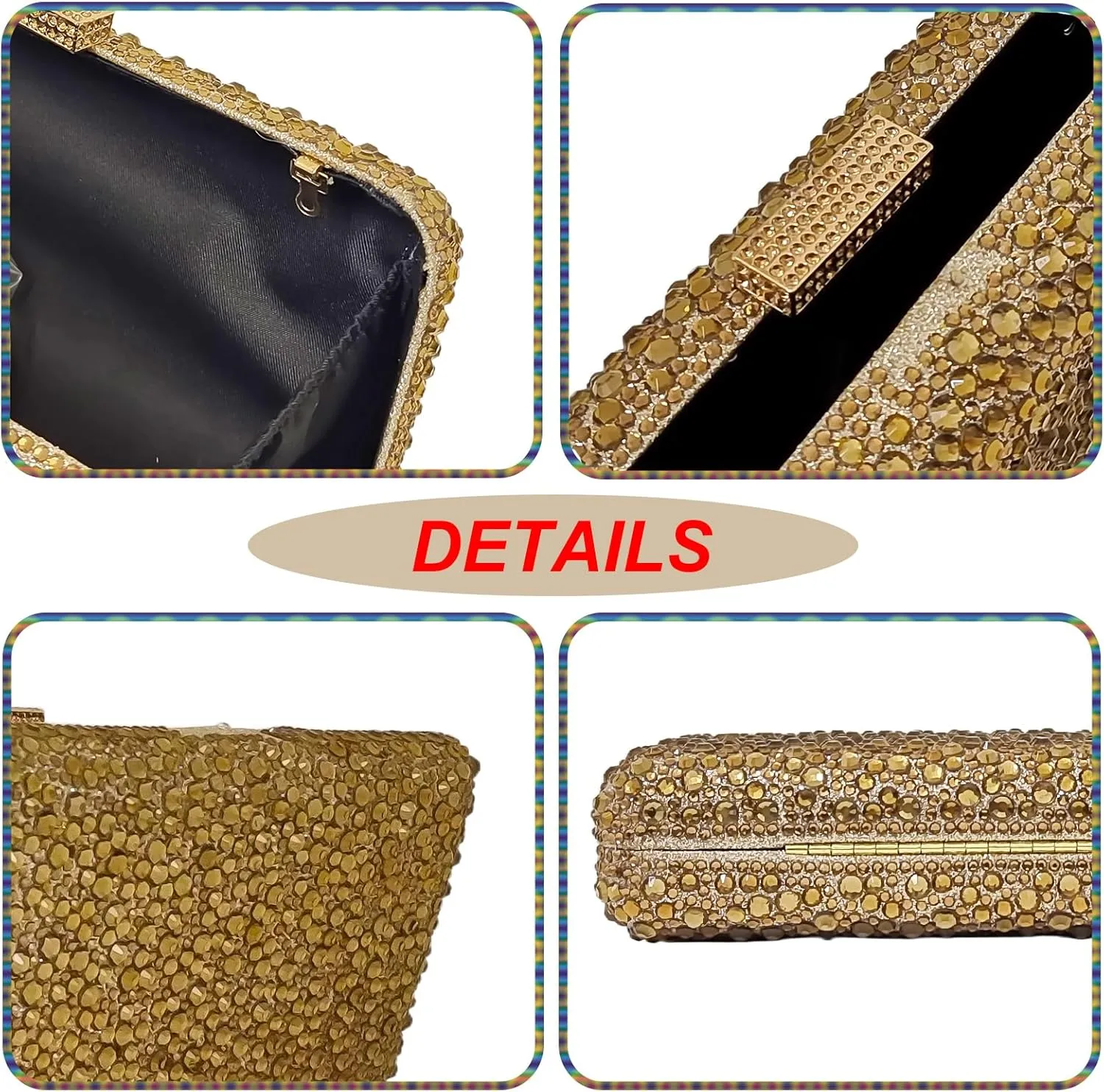 HUANG ZHUANG Sparkly Gem Clutch Rhinestone Handbags Crystal Purse For Women Party Purse Wedding Evening Bag