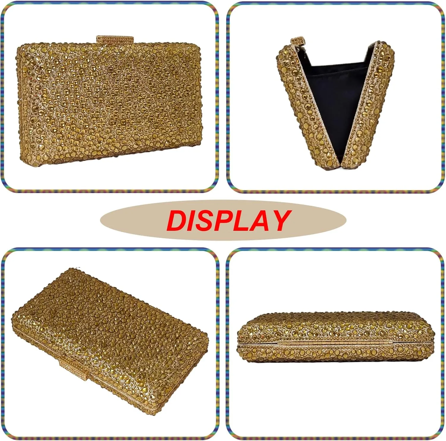 HUANG ZHUANG Sparkly Gem Clutch Rhinestone Handbags Crystal Purse For Women Party Purse Wedding Evening Bag