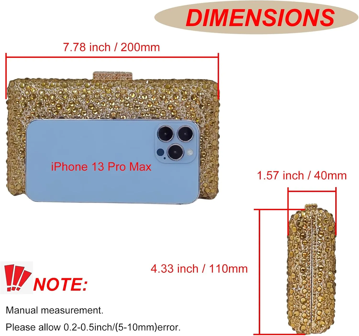 HUANG ZHUANG Sparkly Gem Clutch Rhinestone Handbags Crystal Purse For Women Party Purse Wedding Evening Bag