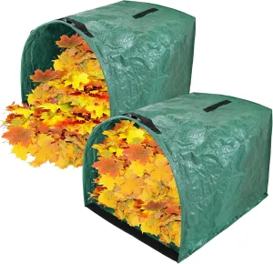 Hugeleaf 2 Packs 53 Gallon Reusable Yard Waste Bags, Large Yard Dustpan-Type Garden Bag for Collecting Leaves, Leaf Bags with Reinforced Handles, Heavy Duty Garden Waste Bags for Debris