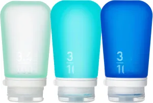 humangear GoToob  3-Pack (Large) | Refillable Silicone Travel Bottle | Locking Lid | Food-Safe Material | Mint/Aqua/Teal, Large (3.4 fl.oz.; 100ml)